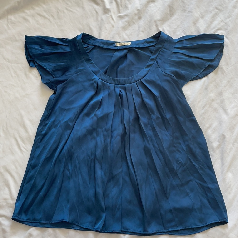 Flowy Royal Blue Pleated Blouse